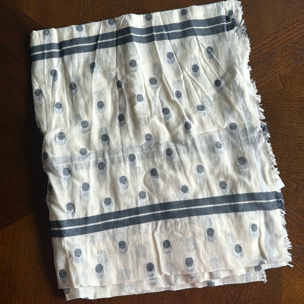 Nice cream and blue gray infinity scarf. Never been used.